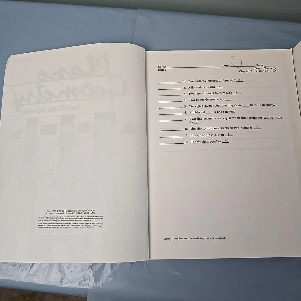 Abeka Plane Geometry Set Text‎ Solution Key And Test/Quiz Key Books